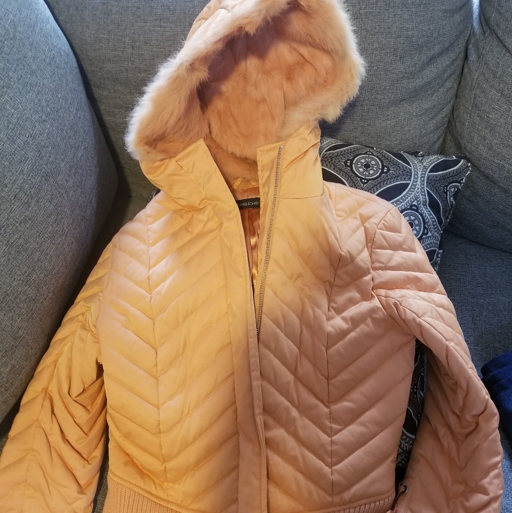 Bebe womens winter jacket tangerine color size S